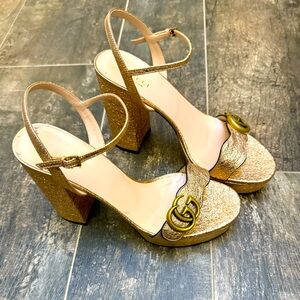 Rose Gold Gucci Platform Sandals